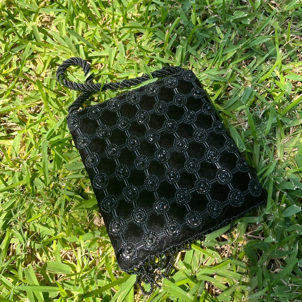 Vintage Black Beaded Purse